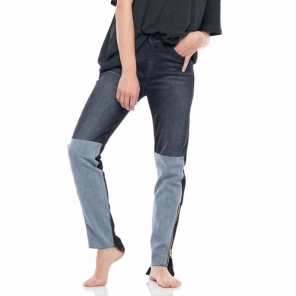 NWT Sandrine Rose Mixed Denim Zipper Jeans, size 27 - Picture 1 of 9